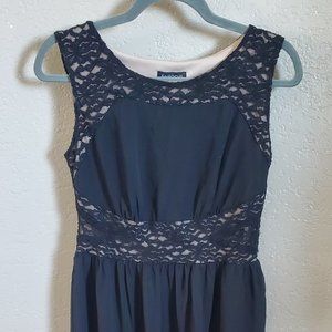 Enfocus Studio Black and Nude Lace Trim Cut Out Dress Size 8
